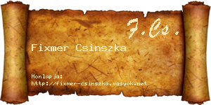 Fixmer Csinszka névjegykártya